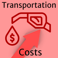 gas pump and dollar sign for rising transportation costs