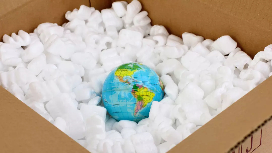 globe of the earth in foam packaging