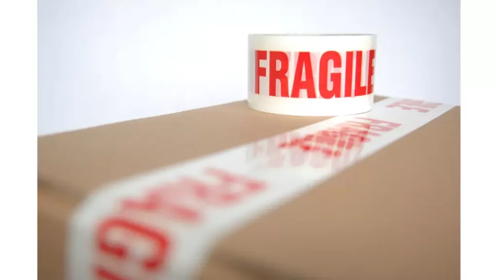 fragile shipping box and tape
