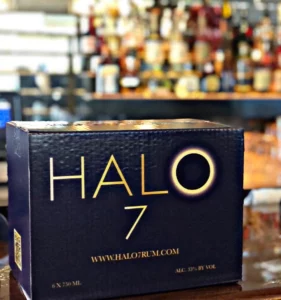 New launch packaging for Halo 7 rum on bar