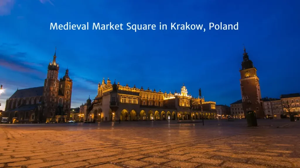 medieval market square in krakow poland