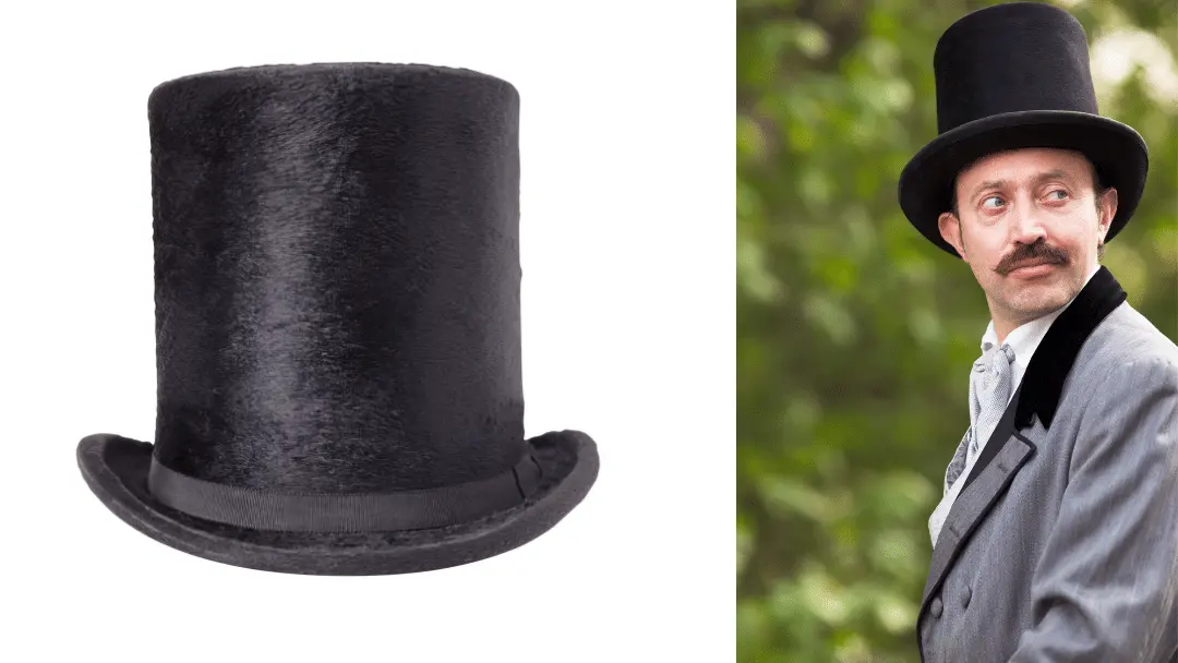 stand alone tall hat and top hat on a man's head