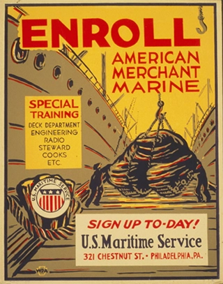1941 poster enroll in the American Merchant Marine
